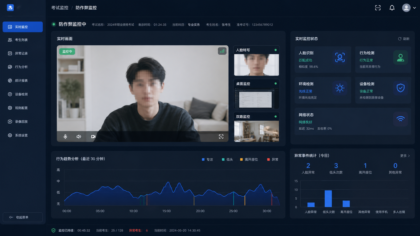 智能监考后台大屏