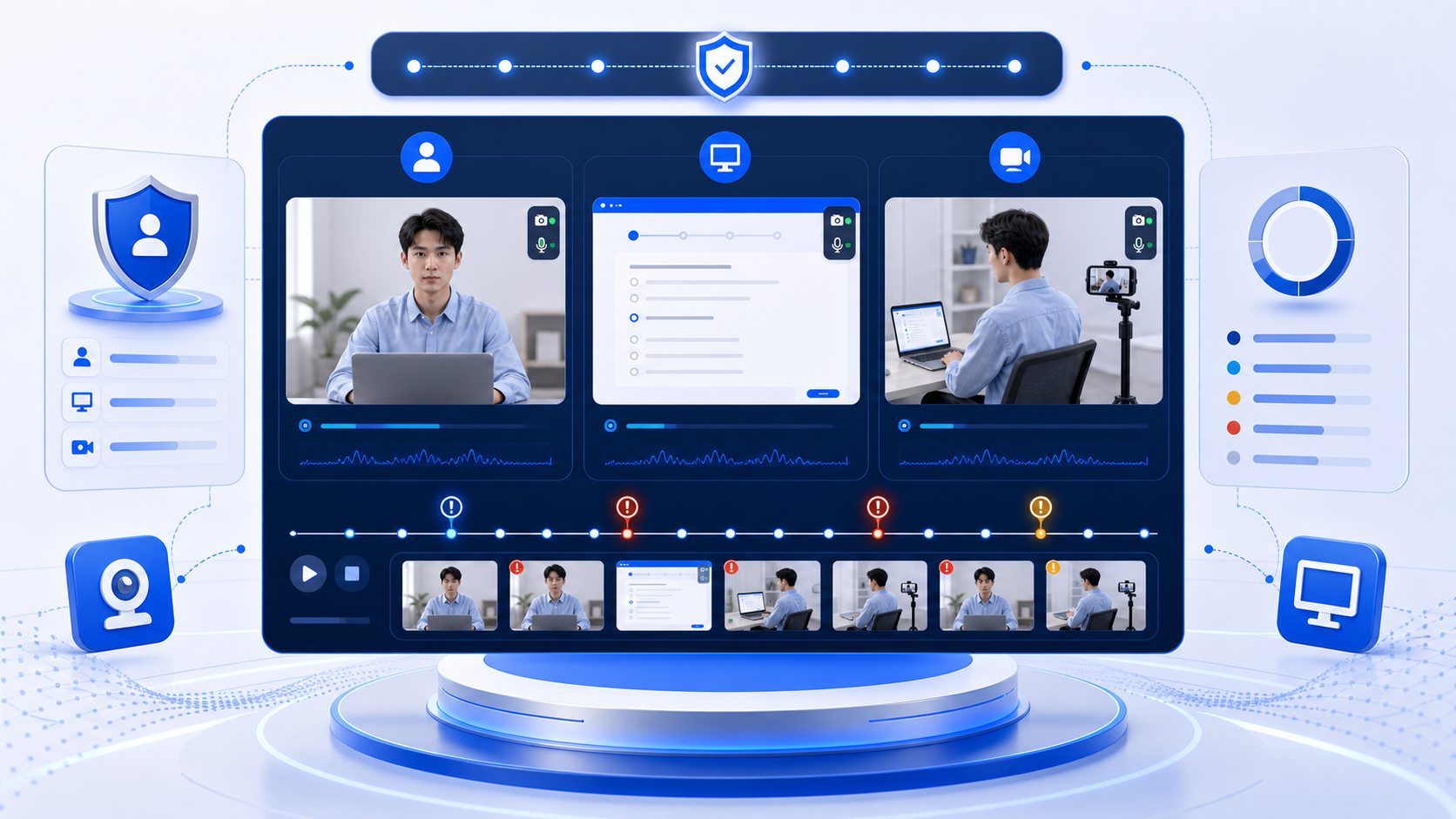 三路音视频监考示意图